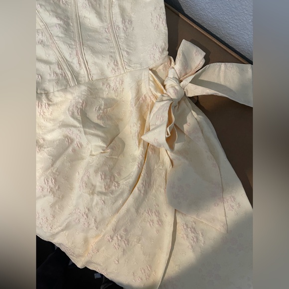 NWT Storia Floral Splotched Daisy Embossed Print Strapless Corset Mini Dress - Picture 11 of 13